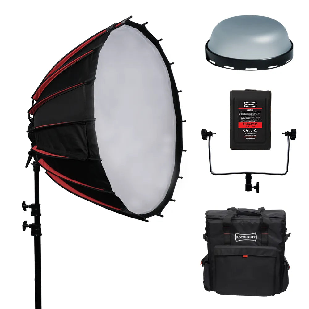 Rotolight r90 with explorer bag, yoke, battery and dome